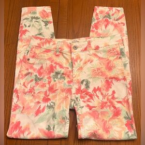 Abercrombie & Fitch Floral Print Skinny Ankle‎ Jeans Pink & Green Size 4 / 27